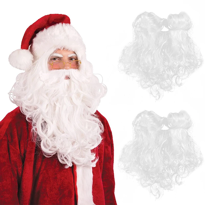 Christmas Fake Beard Santa Claus White Moustache Xmas Cosplay Props 2025 New Year Party Decoration Supplies Kids Toy Gift Favors