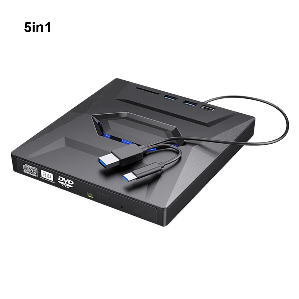 Pemutar DVD Portabel Hitam 5in1 Optik Disc Universal CD R 7-in-1 Drive Optik Dvd Rw Drive Optik