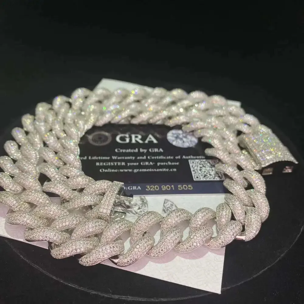 

Высокое качество Iced Out на заказ мужские ювелирные изделия муассанит кубинская цепочка стерлингового серебра 925 пробы ожерелье в стиле хип-хоп