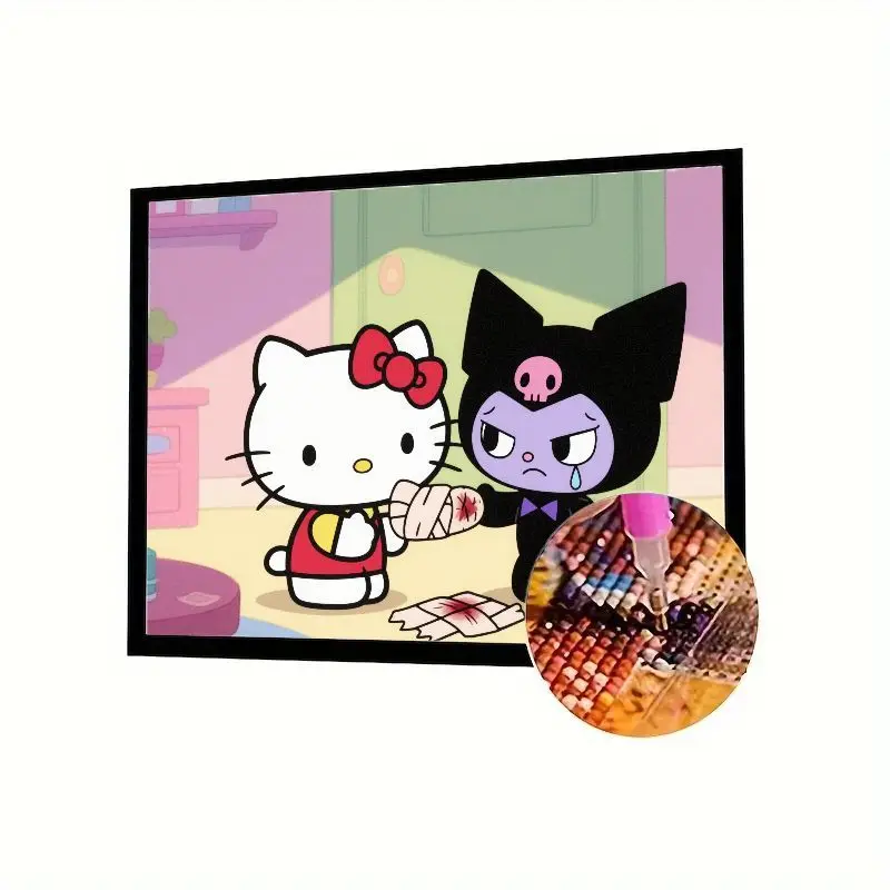 

1 шт. Hello Kitty & Kuromi Caring Friendship 5D набор для алмазной живописи, полная дрель Sanrio мультфильм аниме персонажи горный хрусталь Embroi