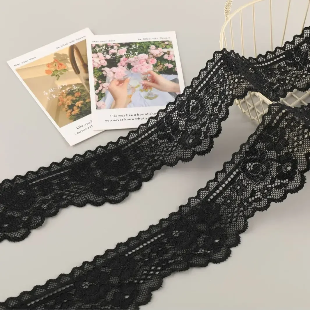 Высококачественная кружевная отделка, оптовая продажа, нейлон, спандекс, эластичный кружевной край, сделай сам, одежда в стиле Лолиты, кружевная ткань с цветочной вышивкой, без обзоров ye
