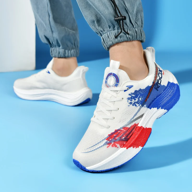 Popcorn Sneakers Ultra-Light Carbon Plate Breathable Running Shoes Racing Student Shock-Absorbing Soft Sole Men's New Running Large Size Shoes