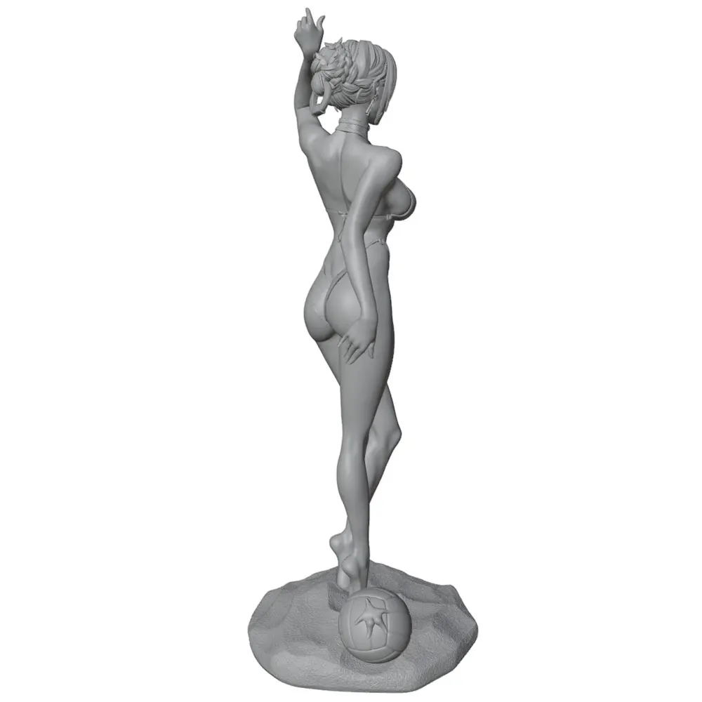 1/24 Sexy Beach Girl Miniature Resin Model Statue 75mm Figure Toy Model Kit, Beach Beauty Playing Volleyball, High-Precision Resin Model Figure Unpainted, Perfect for Role-Playing Games and Collecting view 4