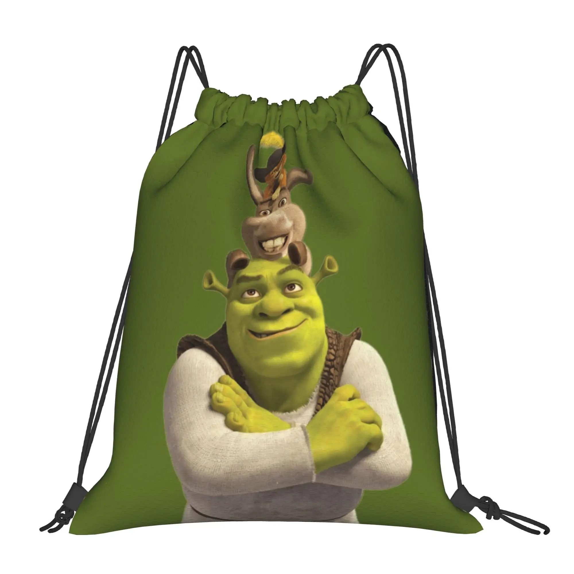 Shreks Green Backpack Drawstring Football Bags Gym Bag Water Resistant  String Sackpack for Running 36cm (W) x 43cm (H)