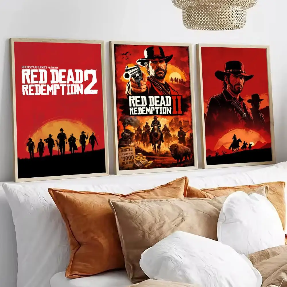 Red Dead R-Redemption Painting Calligraphy Decorative paintings Fancy Wall Sticker For Living Room Bar Decoration Room Wall Deco