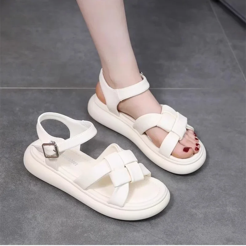 Summer Kids Solid Color Sandals Simple Girl Cut-outs Beach Sandals Thick Bottom Fashion Children Causal School Sandals Versatile