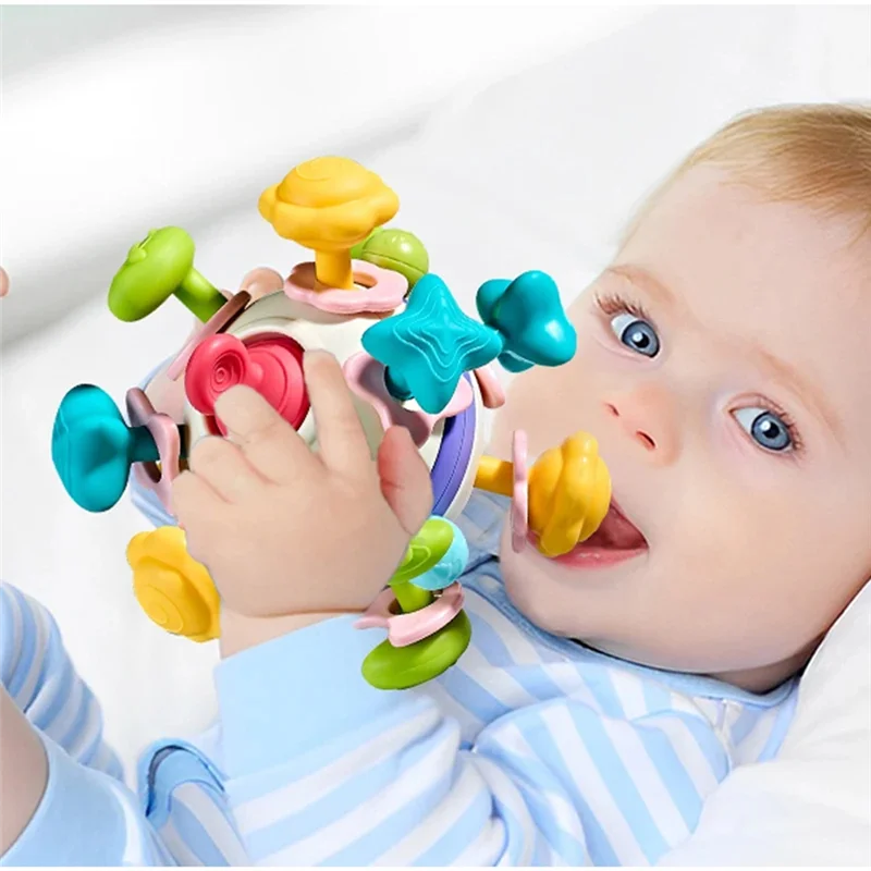 AS96-ยางนุ่ม Hand Grab Ball Space Hand Grip Ball ยางนุ่มการออกกําลังกายนิ้วมือ Baby Teether Rattle สําหรับทารกแรกเกิด