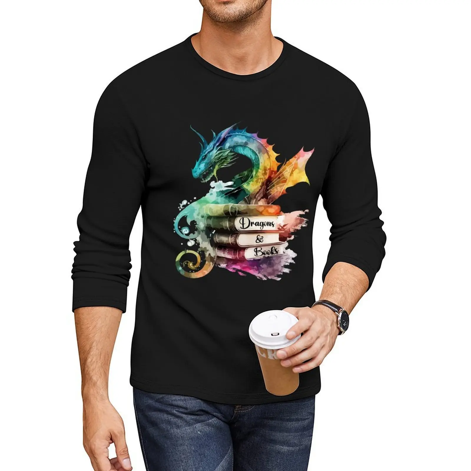 

Dragons and books Long T-Shirt t shirt man sublime t shirt cute tops man clothes mens plain t shirts