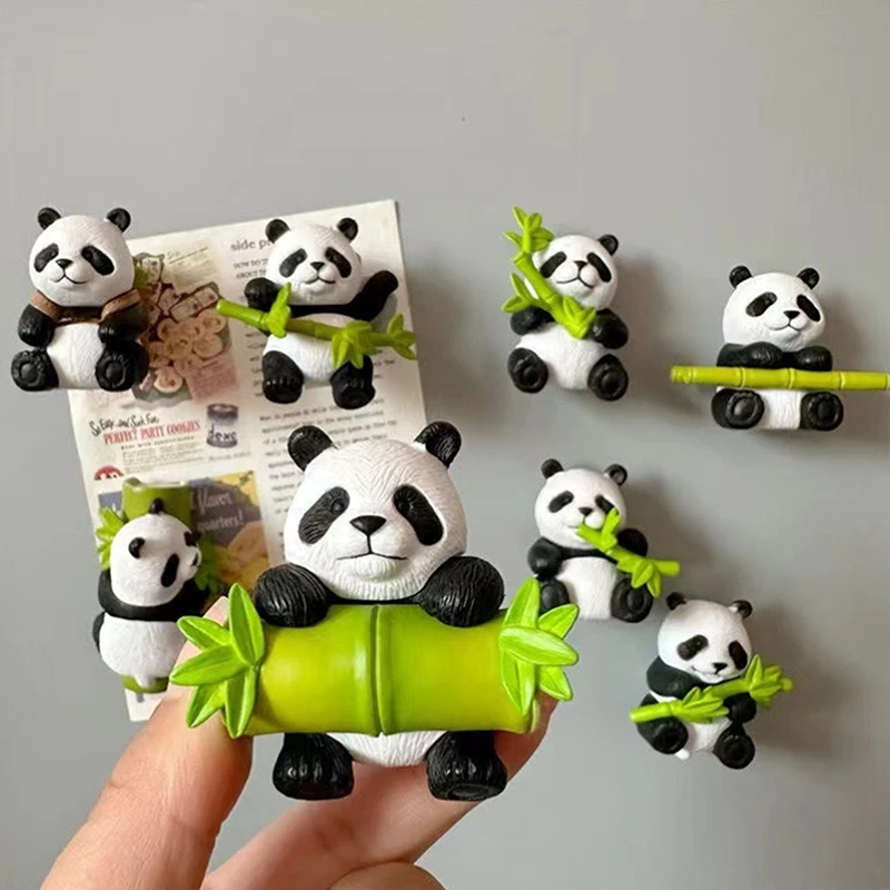 Panda Fridge Magnets Cute Cartoon Refrigerator Sticker Creative Photo Wall Magnetic Buckle Kitchen Accessories Home Ornaments