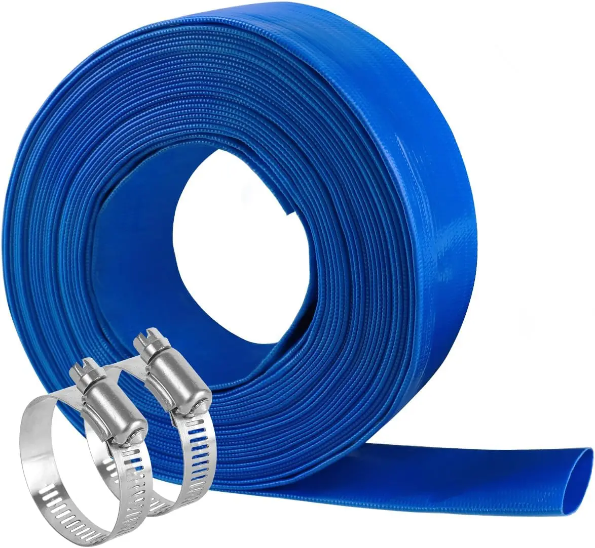 

2 IN x 50 FT Pool Backwash Hose, Heavy Duty Flat Discharge Hose, Weather and Burst Resistant, Best Pool Hoses for Inground Po