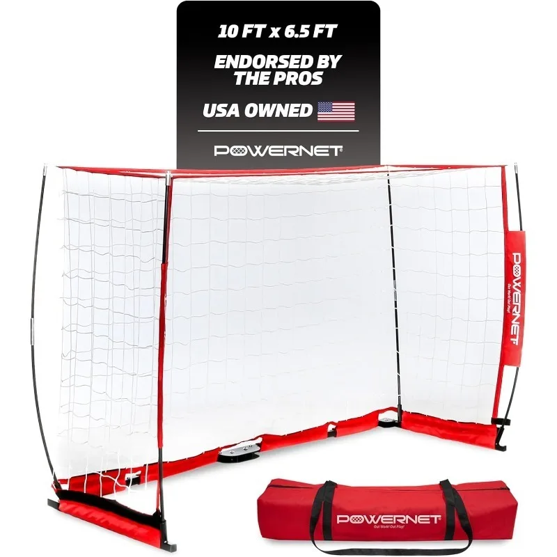 

PowerNet Carli Lloyd Soccer Goal, Portable Net Collapsible Metal Base, Quick Setup Ultra Portable, Full Size Framed Soccer Goal,