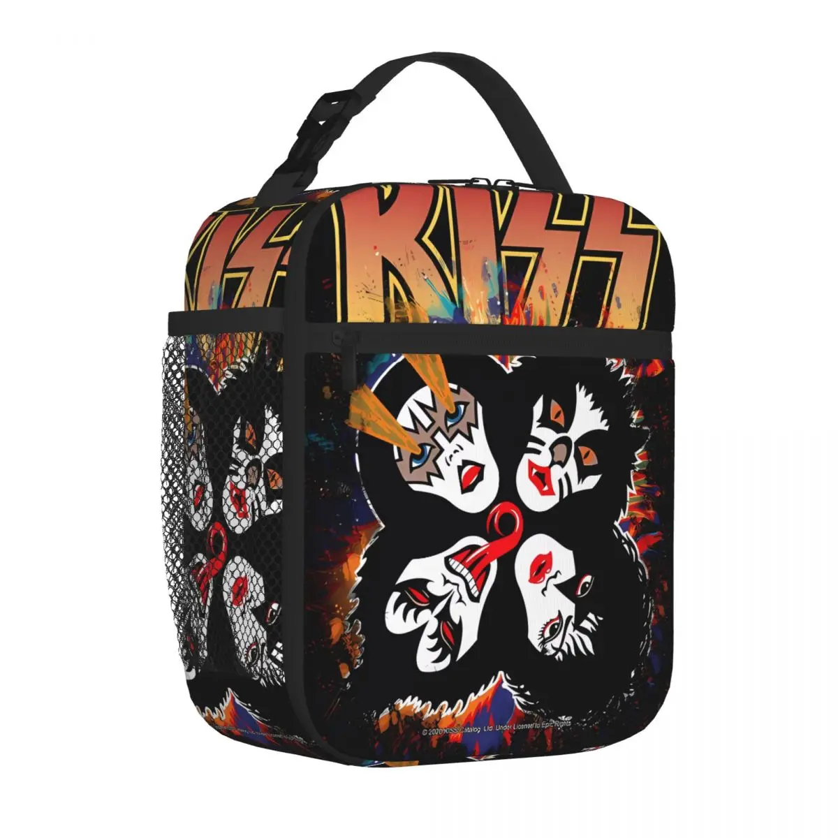 Bestselling KISS The Band - Rock And Roll Over Splash Logo Rainbow Print Insulated Tote Family Picnic Bento Bag