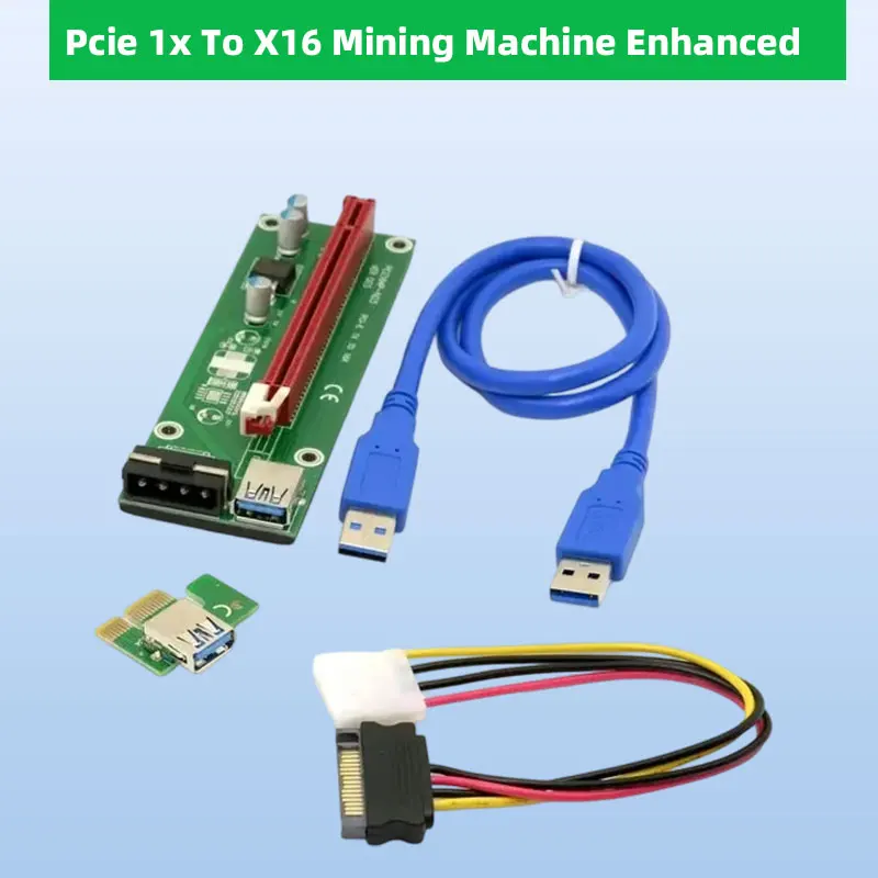 

ADT-Link Pcie 1x к PCIE X16 Улучшенный удлинительный кабель Адаптер Riser Card с кабелем питания USB 3.0 и SATA