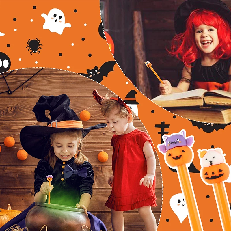 قلم حبر لطيف على رأس اليقطين ، قلم كتابة للحفلات ، برتقالي وأسود ، هلام الهالوين ، من من من من من من من