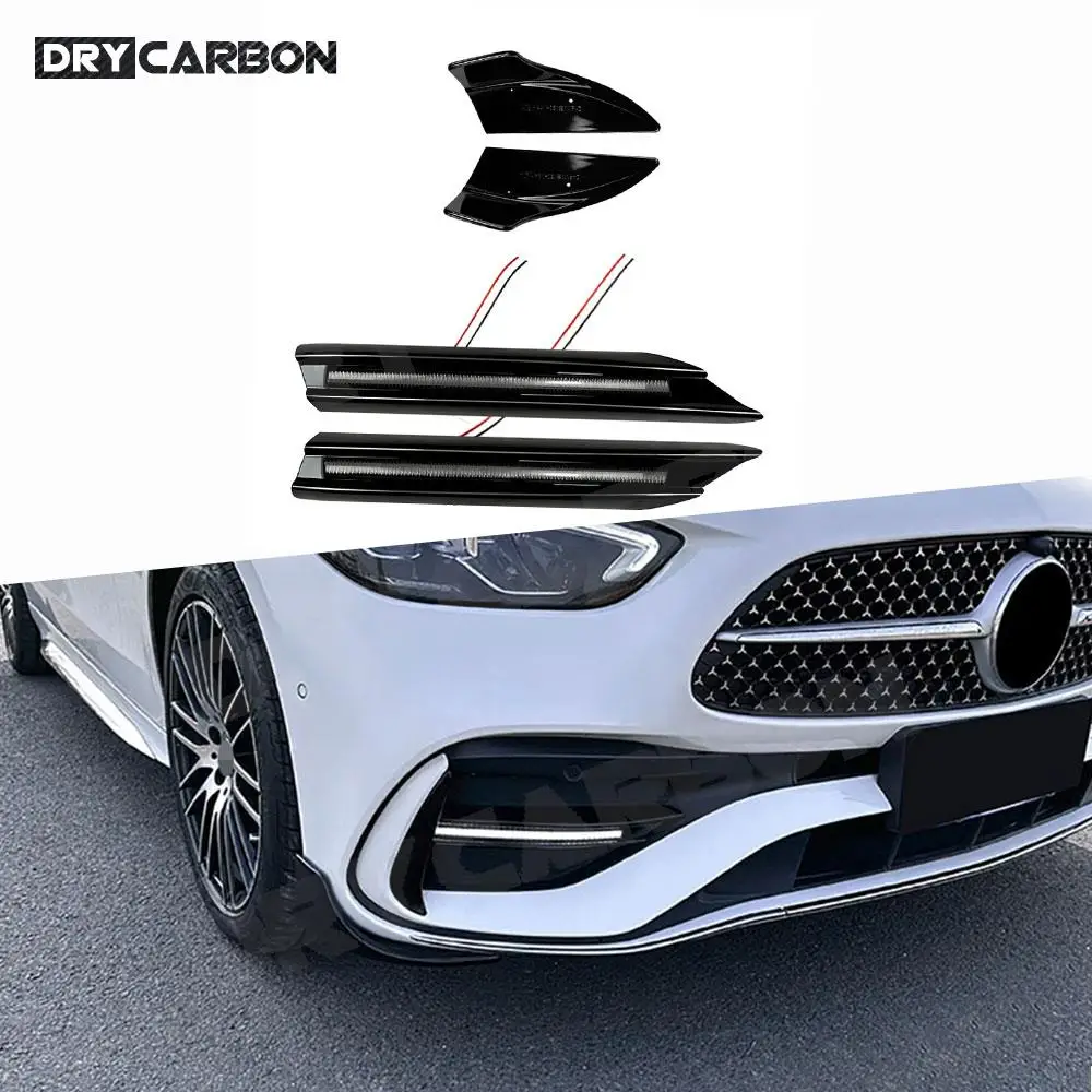 

Gloss Black Front Bumper Side Splitters Apron Fog Lamp Light Accessories For Benz C Class W206 C200 C300 C43 AMG 2022+