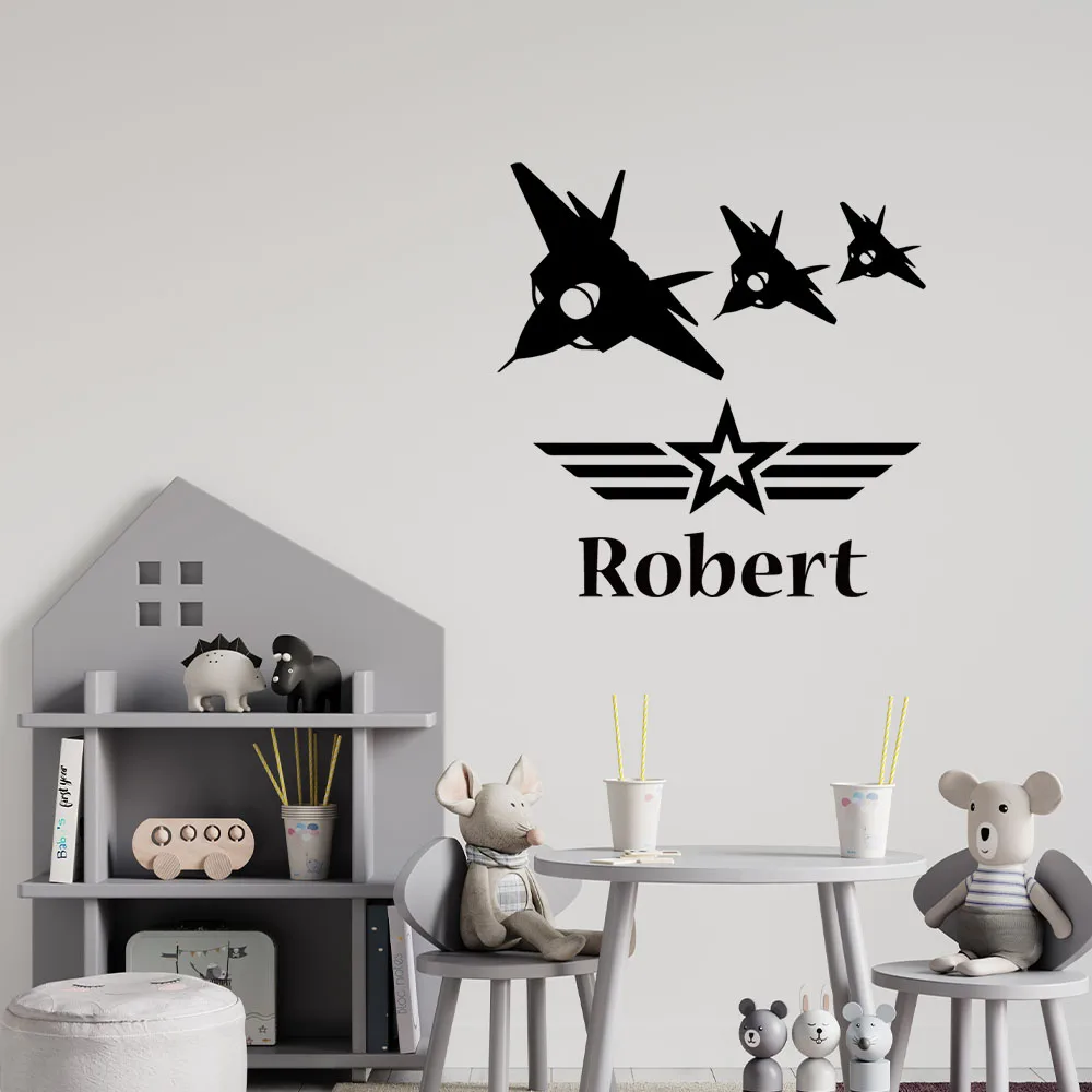 1PC NEW Airplane Personalized Name Name Wall Sticker Vinyl Art Home Decor For Living Room Decor Waterproof Wall Art Decal