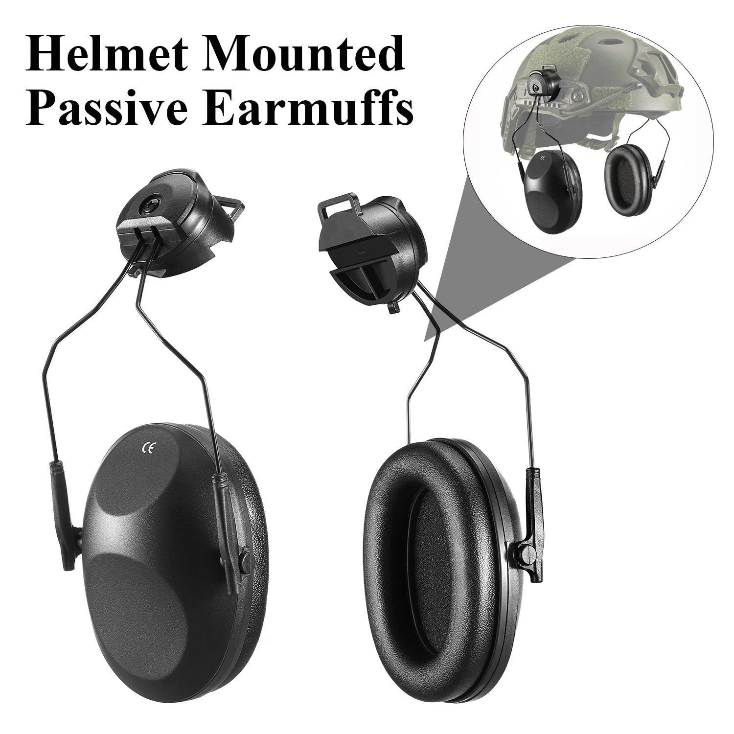 Cuffie antirumore tattiche montate su casco 22 NRR Riduzione passiva del rumore per pickup da caccia e protezione per le orecchie da tiro