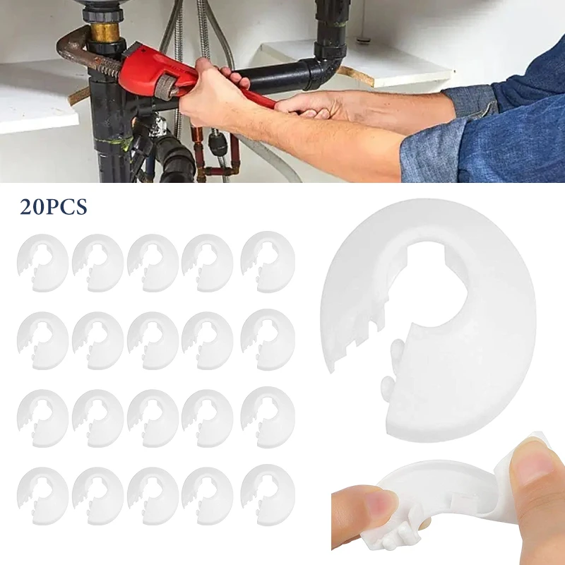 20Pcs Radiator Pipe Collars Bathroom Shower Faucet Angle Valve Pipe Plug Decor Cover Snap-on Plate Kitchen Faucet Accessories