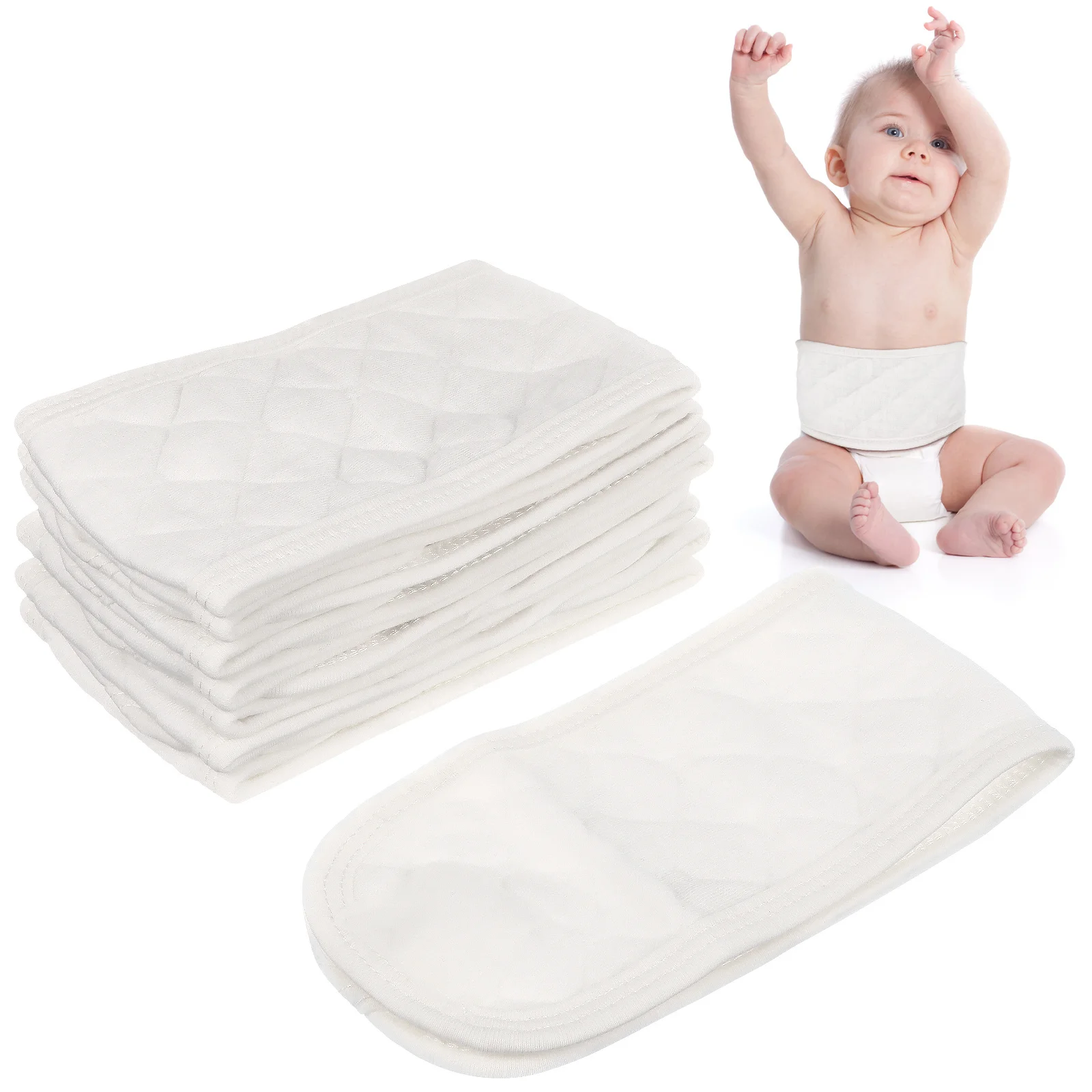 8 قطع من لفافة بطن الرضع من القطن الطبيعي لحماية السرة لحديثي الولادة، شريط ناعم قابل للتعديل، تغيير الحفاضات الوقاية من البرد #6