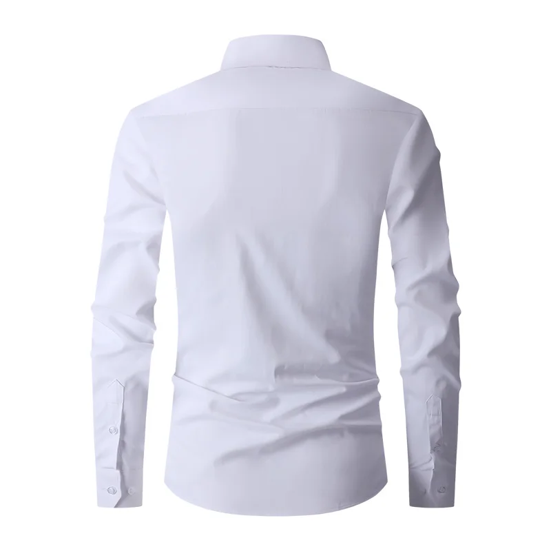 Autumn New Men\'s Shirt Long sleeved Versatile Solid Color Business Dress Shirt White Slim Fit Shirt