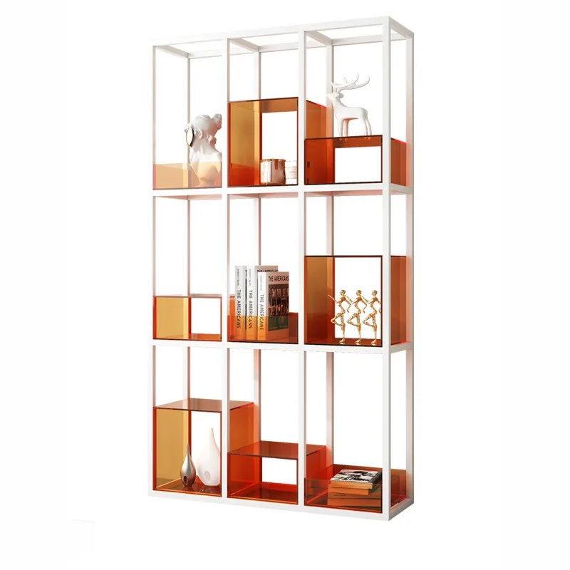 Acrylic rack, household wrought iron multi-layer lattice storage rack
