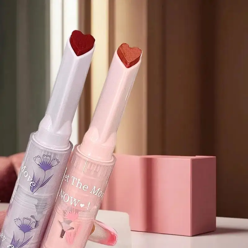 Gege bear Lip Glaze Mirror Glitter Lip Tint Long Lasting Moisturising Love Heart Shape Solid Lipstick Pen Lips Makeup Cosmetic