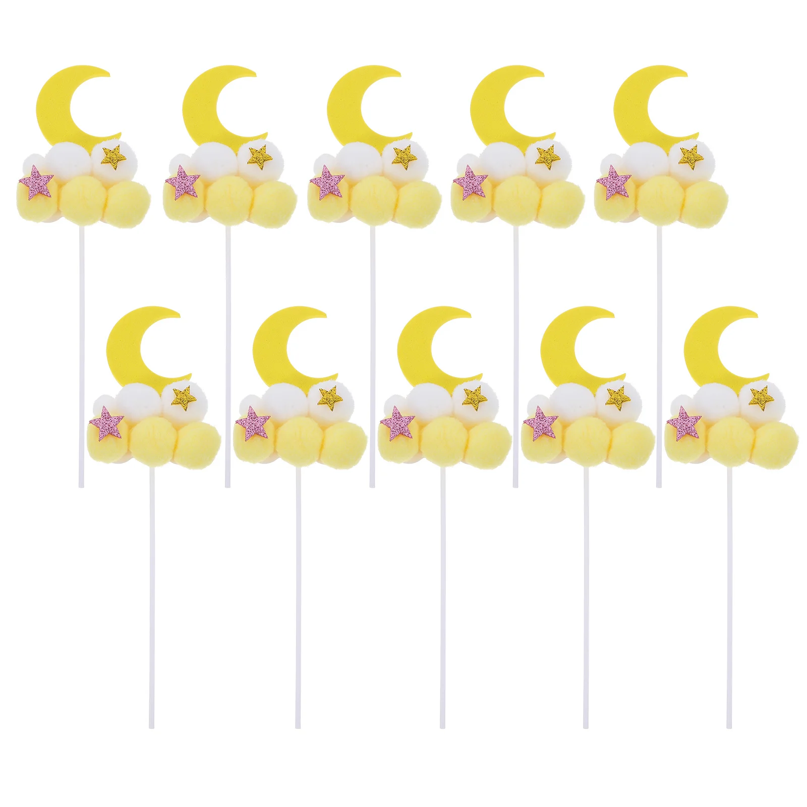 

10 Pcs Moon Plugin Sparkling Cupcake Toppers Birthday Party Decorations Birthdaycupcake