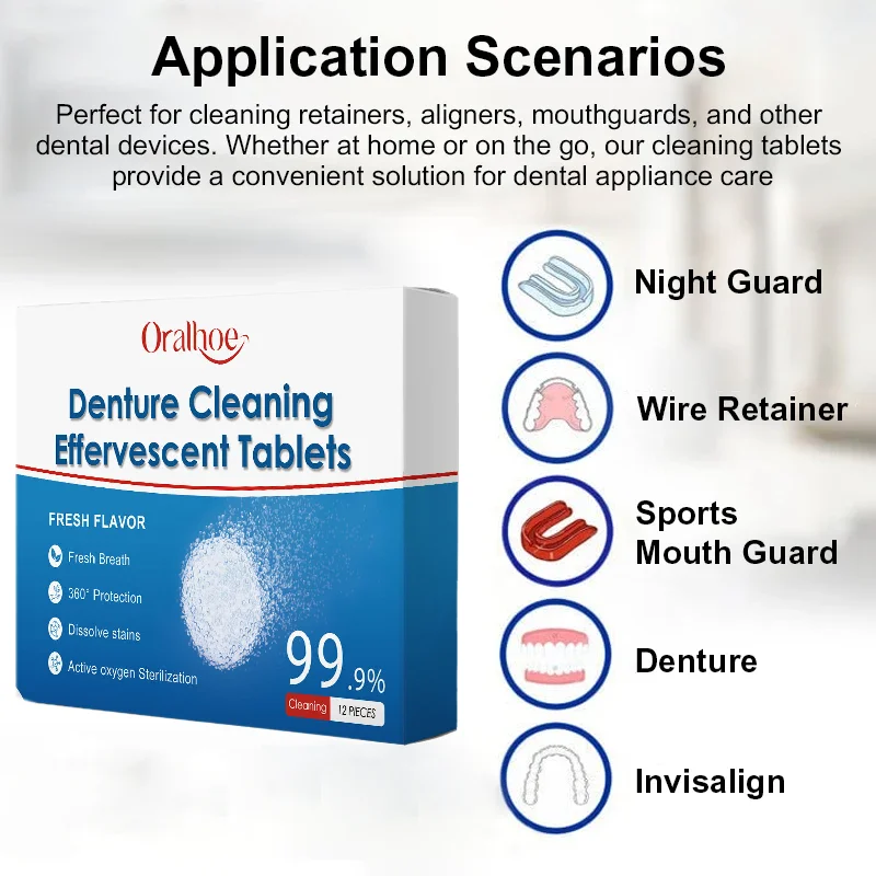 Denture retainer cleaning pad travel gear teeth clamp cleaning pad suitable for sensitive gums, stain removal, and fresh breath