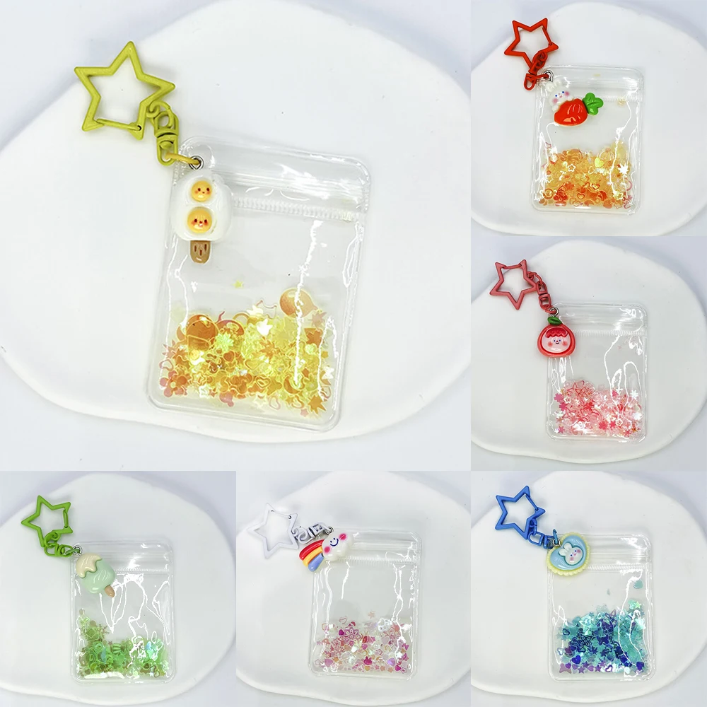 

PVC Transparent Storage Bag Mini Doll Bag Keyring Bag Pendant Display Star Hairball Keychain Cartoon Gift Cute Home Decor