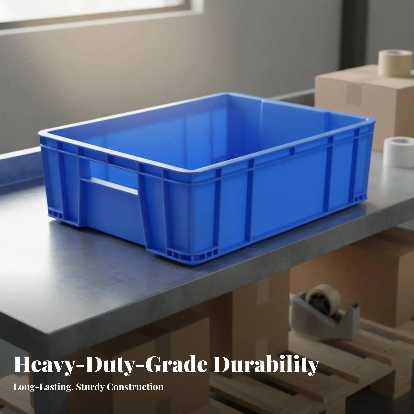 Stackable Industrial Storage Crate HDPE Plastic Heavy Duty Tote Box for Factory Logistics Parts Tools Inventory Supplies