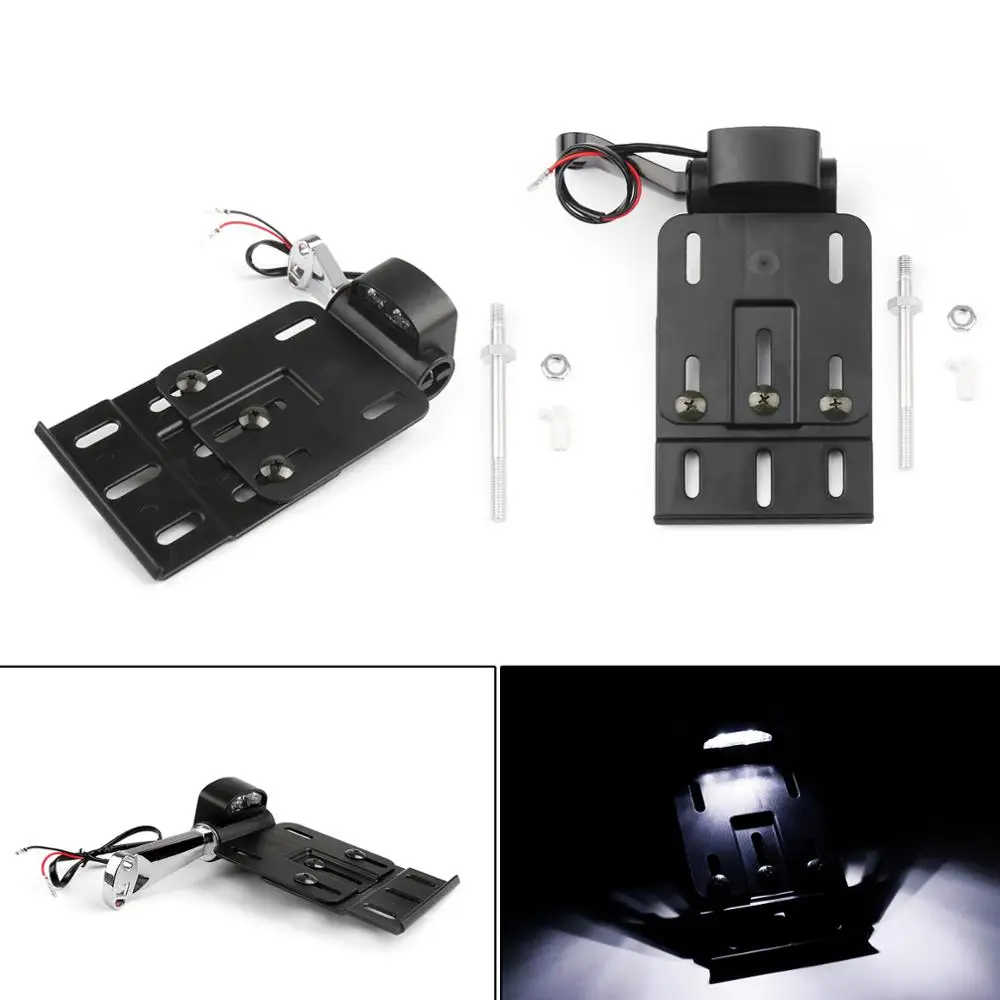 Areyourshop For Sportster 1200 Low XL1200L 2006-2011 1200 Custom LED Light Side Mount License Plate Motorcycle License