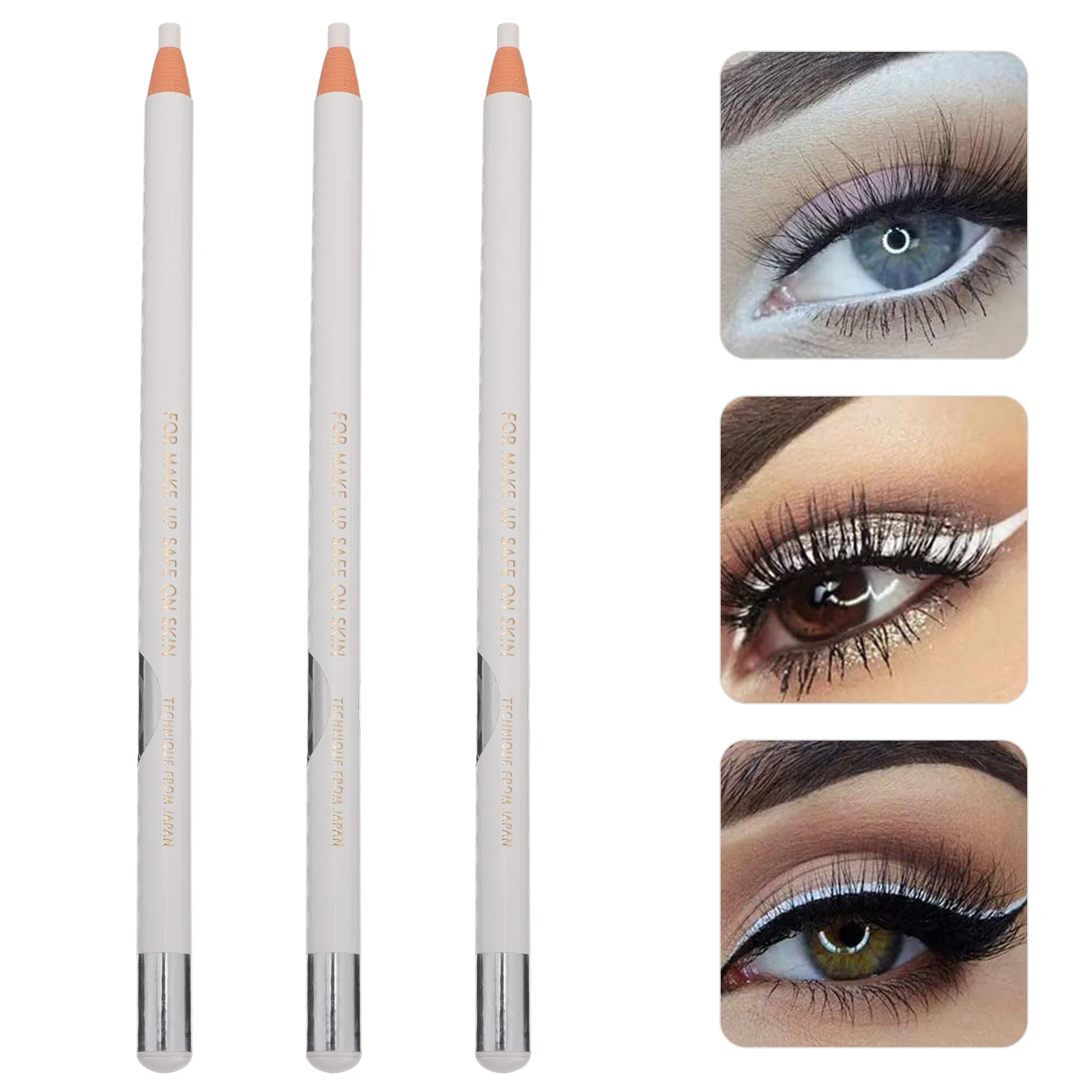 

3Pcs White Eyebrow Pencil Versatile Shade Range Blendable Layerable Makeup Pen for Eyeliner Highlighter Eye Shadow