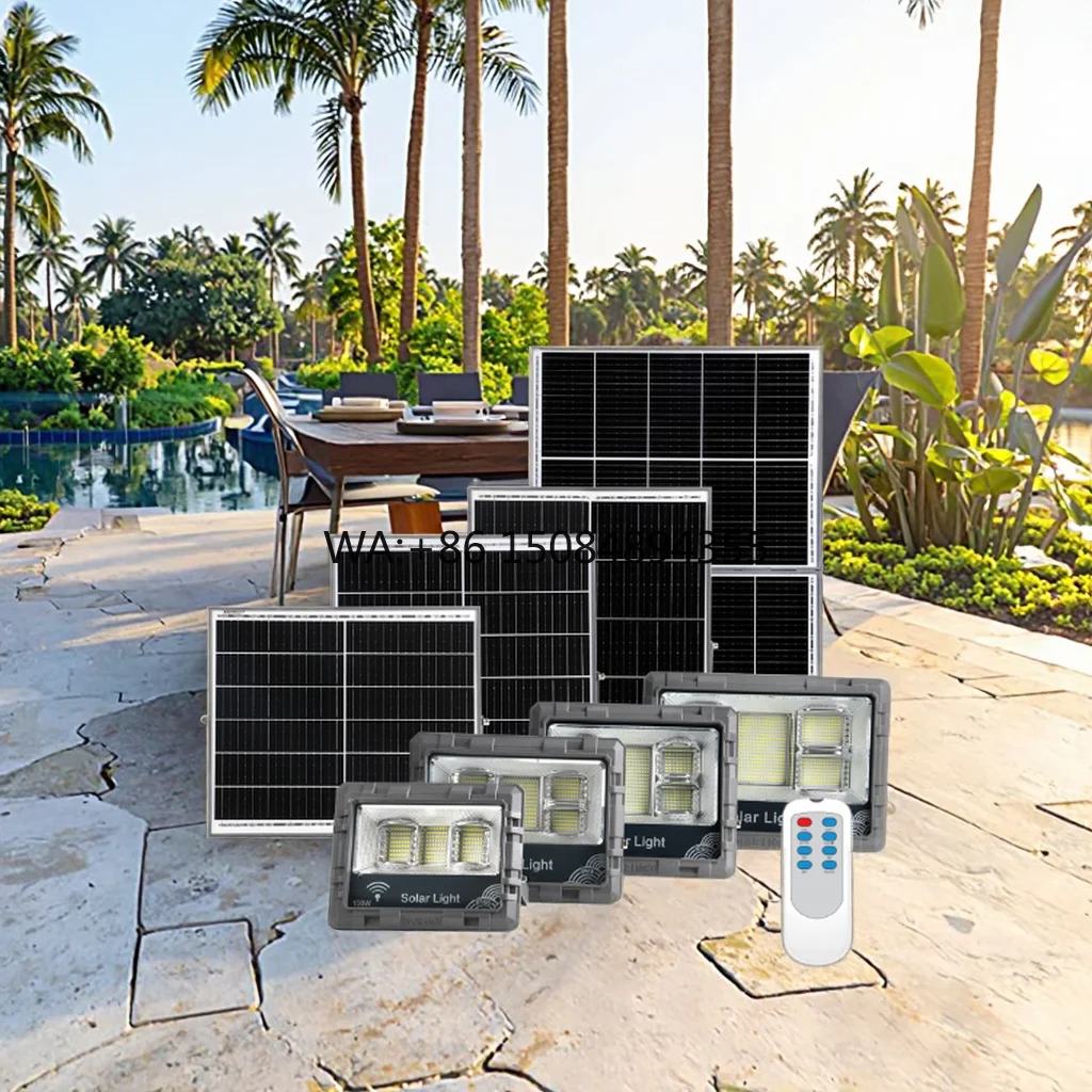 100W 200W 300W 500W IP66 Solar Light Outdoors Light Time Remote Control Solar Flood Lights Outdoor Waterproof Led