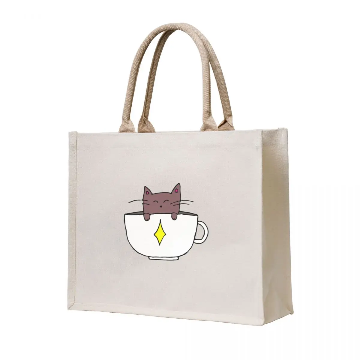 

Tea Cup Kitty Tote Bag canvas tote shoping bag Women's beach bags custom tote bag