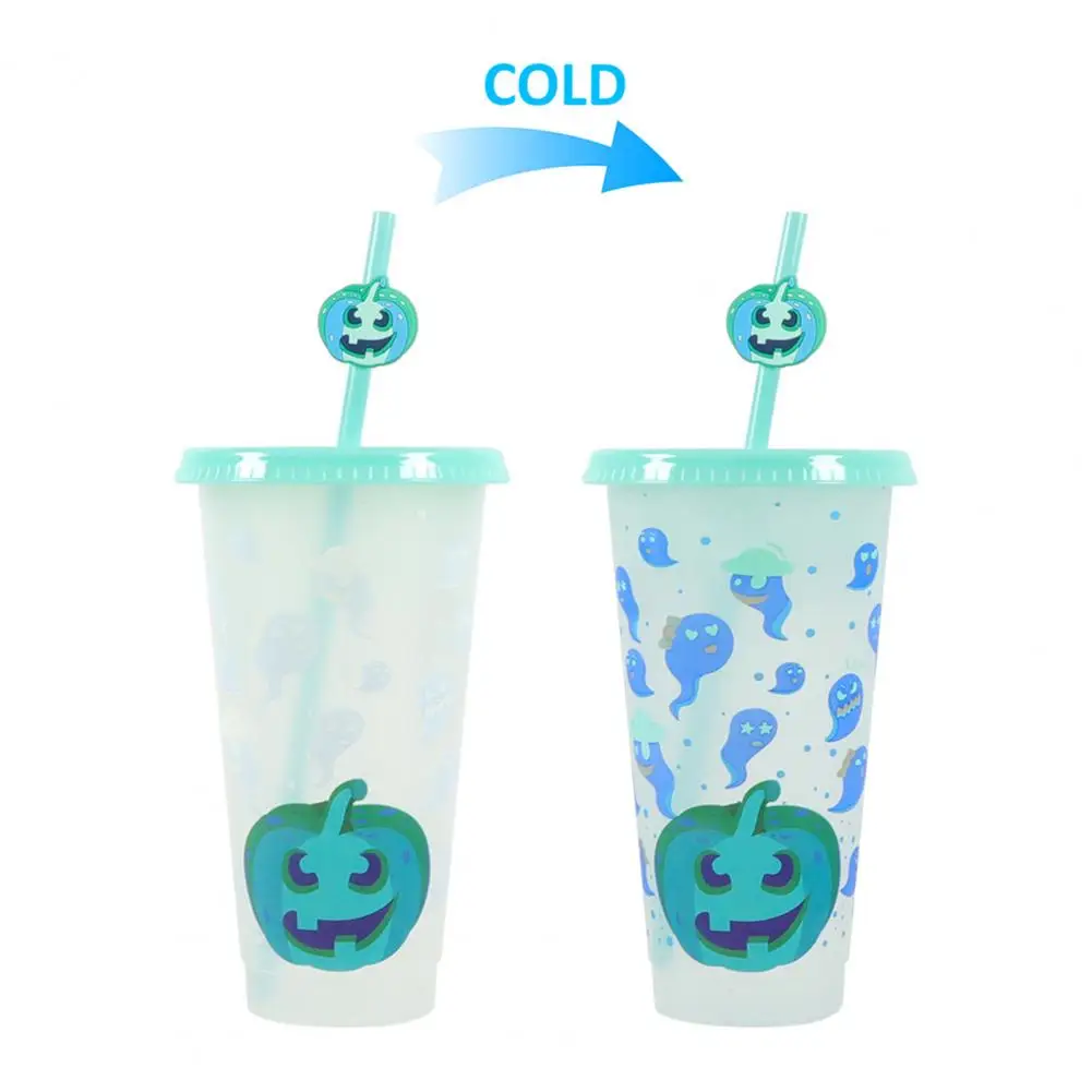 710ML Water Cup With Straws Lid Magic Color Changing Drop-Resistant Drinking Mug Halloween Gift For Family Friend Водяной Стакан