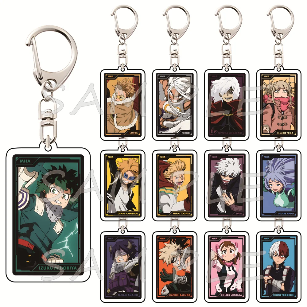 My Hero Academia 6cm Acryl-Schlüsselanhänger in Kartenform, Anime-Sammlerstück, Taschenanhänger, Auto-Schlüsselzubehör, Fan-Geschenk