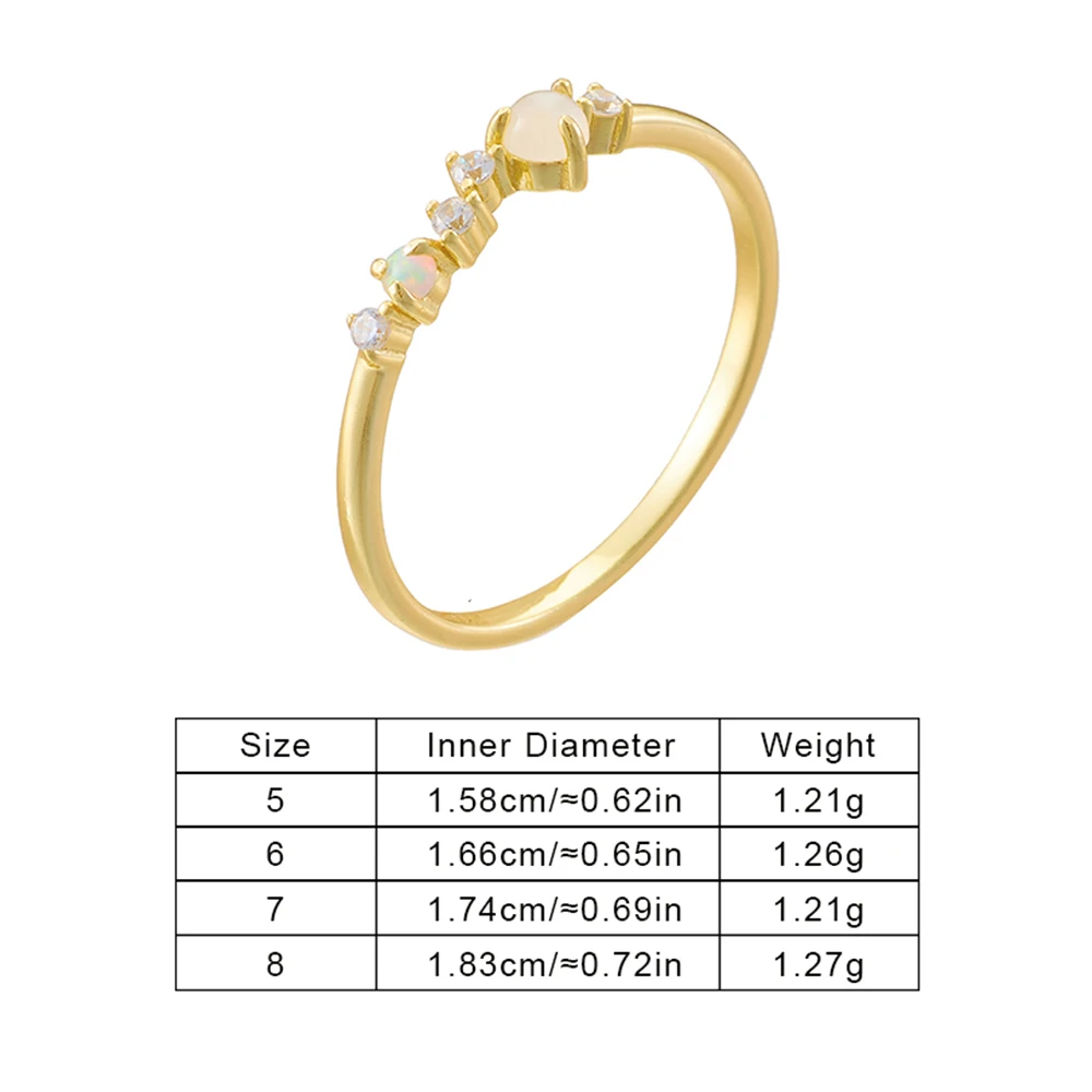 925 Sterling Silver Multi Tone Plated Round Opal Zircon Curved Thin Stackable Daily Promise Ring Jewelry Gift
