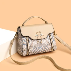 New Embroidered Color Contrasting Bag Women's Handbag Versatile Single Shoulder Slant Cross Bag Texture Stylish Daifei Bag