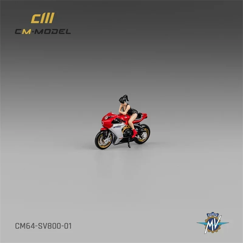 CM MODEL 1:64 MV Agusta SV800 whit showgirl Red Diecast Model Car