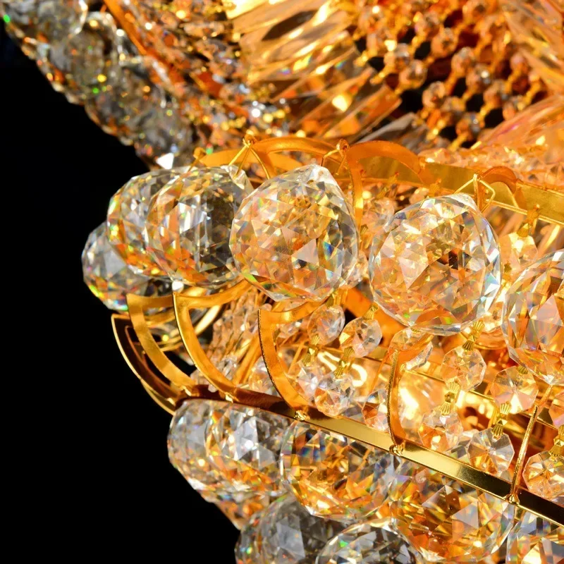 Modern Restaurant Design Led Hanging Crystal Chandelier Luxury Pendant Light Modern Gold K9 Crystal Led Ceiling Light