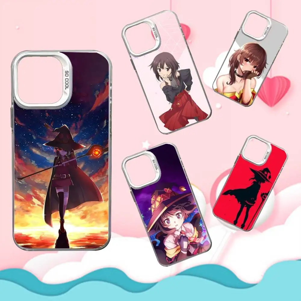 

Megumin Anime K-KonoSubaS Phone Case For iPhone 16,15,14,13,12,11,Mini,Pro,SE,MAX White Matte Shockproof Cover