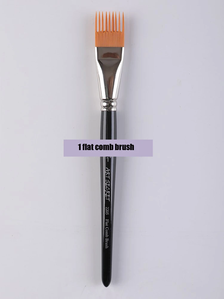 Professionelle 5-teilige flache Kammpinsel, Nylon-Farbzeichnungspinsel, Öl, Künstler, Malpinsel-Set für Künstler, Studenten – Detail 5