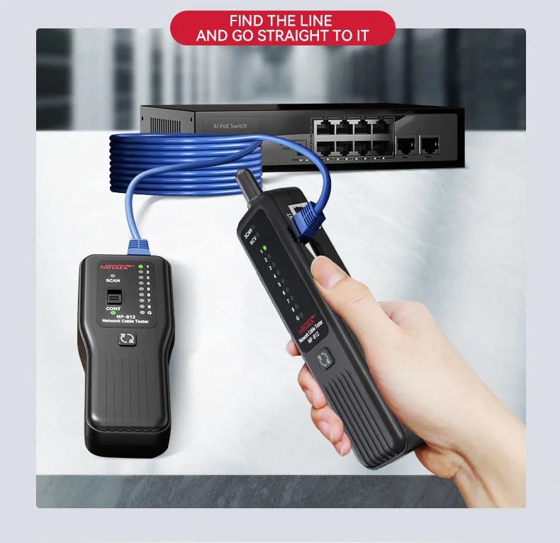 Noyafa NF-812 Network Cable Tester Rj45 Rj11 Anti-Interference Cable Detector Burn Resistant 100v Network Tools Cable Tracker