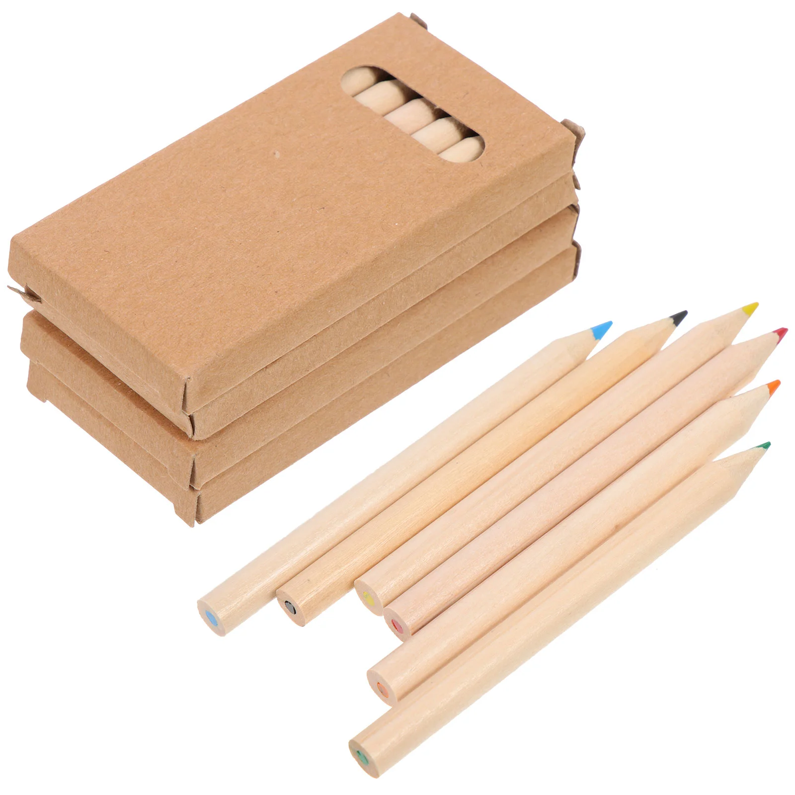 

4Boxes 6pcs Pencils Coloring Household Drawing Colored Graffiti Kids Mini Short Wood Pencil Crayons Sketching Pencils Stationery