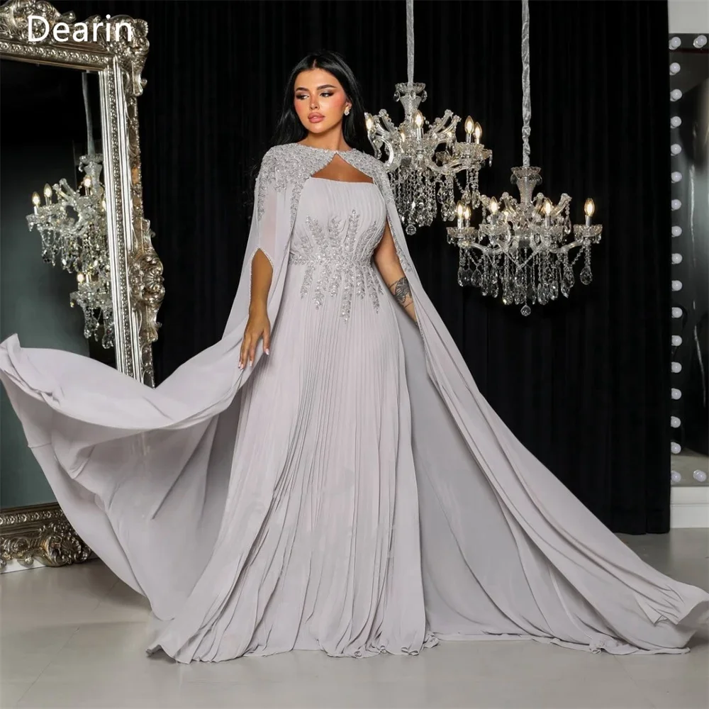 

Customized Formal Dress Dearin Scoop Neckline A-line Floor Length Sequin Skirts Draped Layered Tulle Bespoke Occasion Dresses Pr