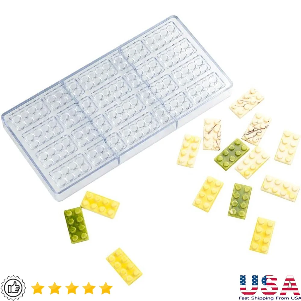 

Building Block Chocolate Candy Mold 20 Cavity Polycarbonate Freezer-Safe Mold Jello Sweets Treats 10.8 x 5.3 Inch