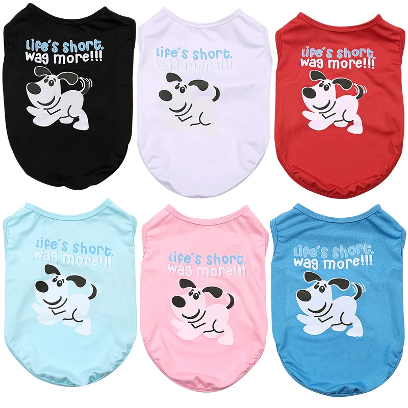 

Cartoon Dog Puppy Summer Clothes Breathable Cotton Pet Cat Vest Spring Fancy Overalls For Chihuahua XS-XXL T Shirt Pet Products