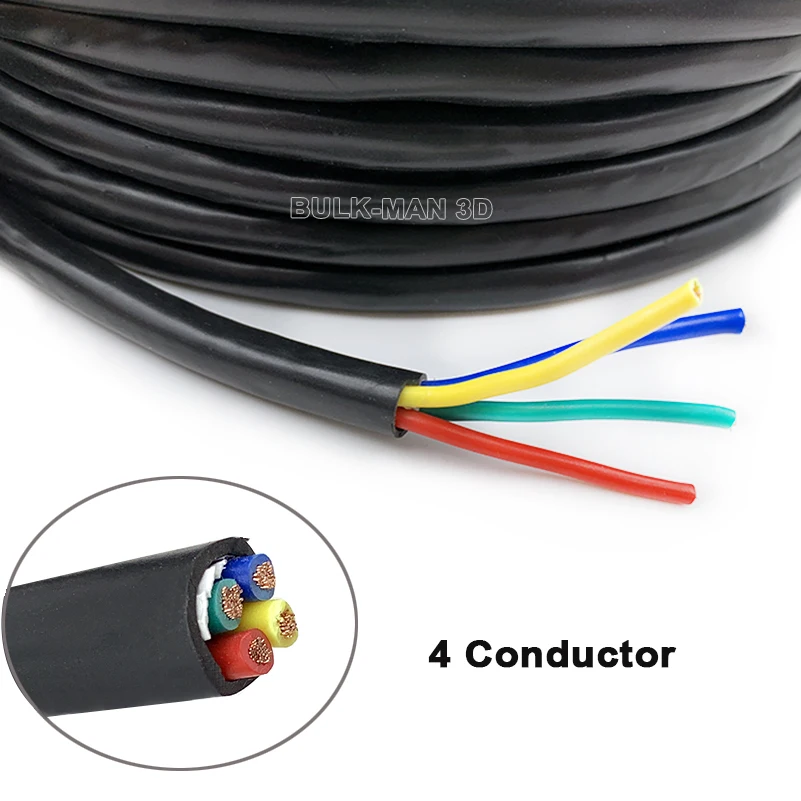 4 Core Shielded Cable 16AWG 1000mm 5000mm Length for Connecting Spindle Motor VFD Inverter CNC Engraver Machine