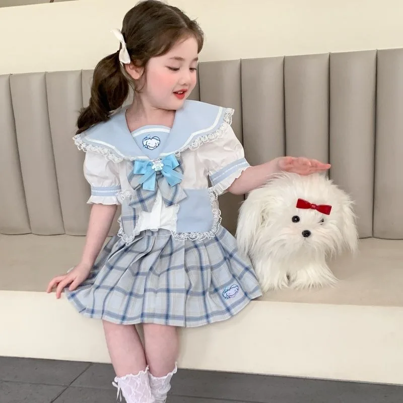 

Sweet 2025 Anime Kawaii Sanrio Ins Fashion Short Shirt Skirt Clothes New Summer Cute Cartoon Jk Dress Clothes Gifts Toys