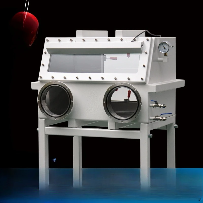 Stainless steel vacuum box gloves, the mouth can be connected to the back of the device flange to open a fully transparent door